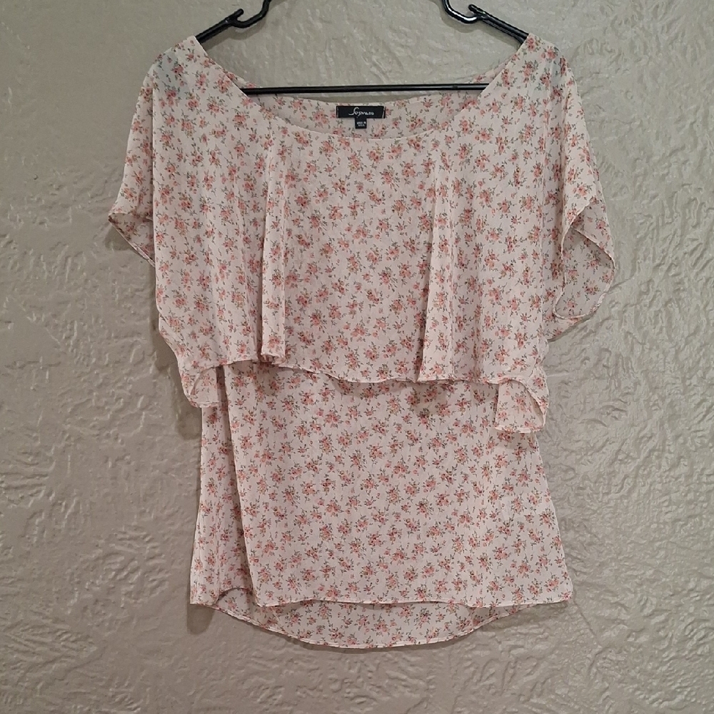 Soprano Cream and Pink Floral Blouse Size M - Picture 5 of 9
